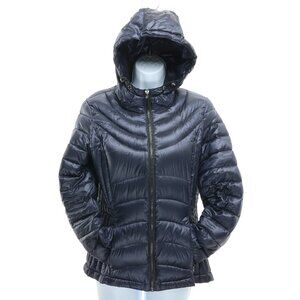 Andrew Marc Down Packable Lightweight Hooded Puffer Jacket Women‘s S Blue/Black